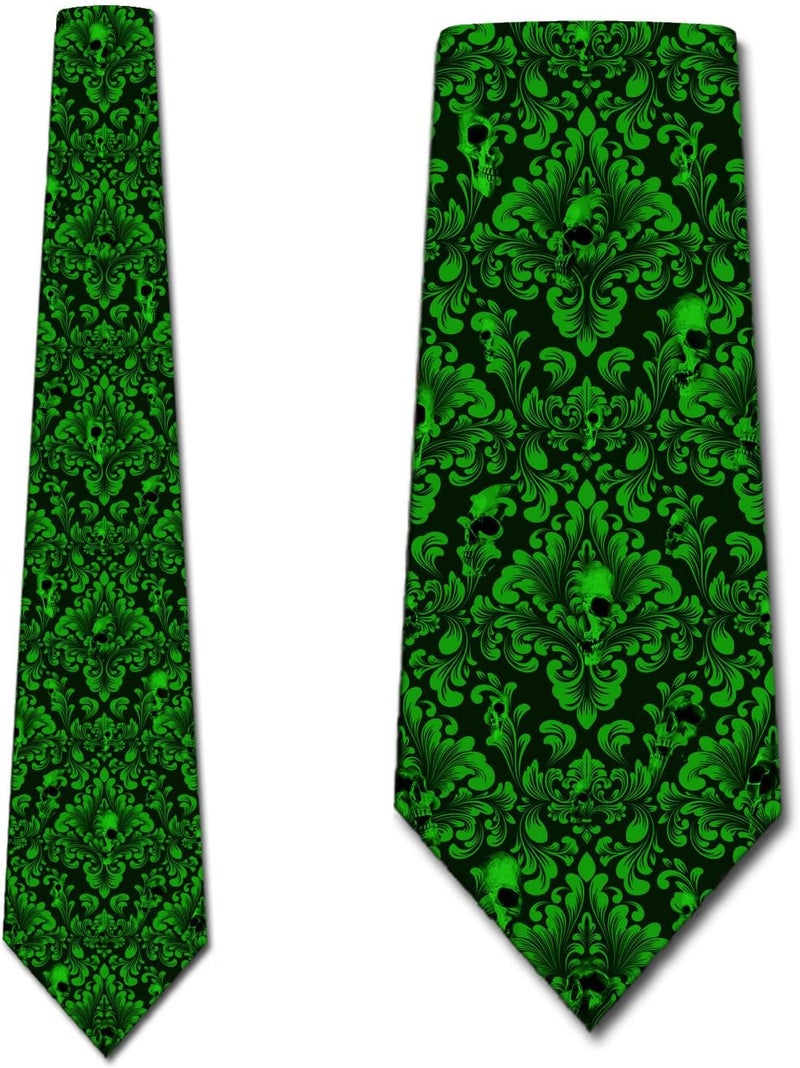 Three Rooker Skull Ties Mens Damask Necktie Halloween Tie for Men Conservative Holiday Print - Image 2